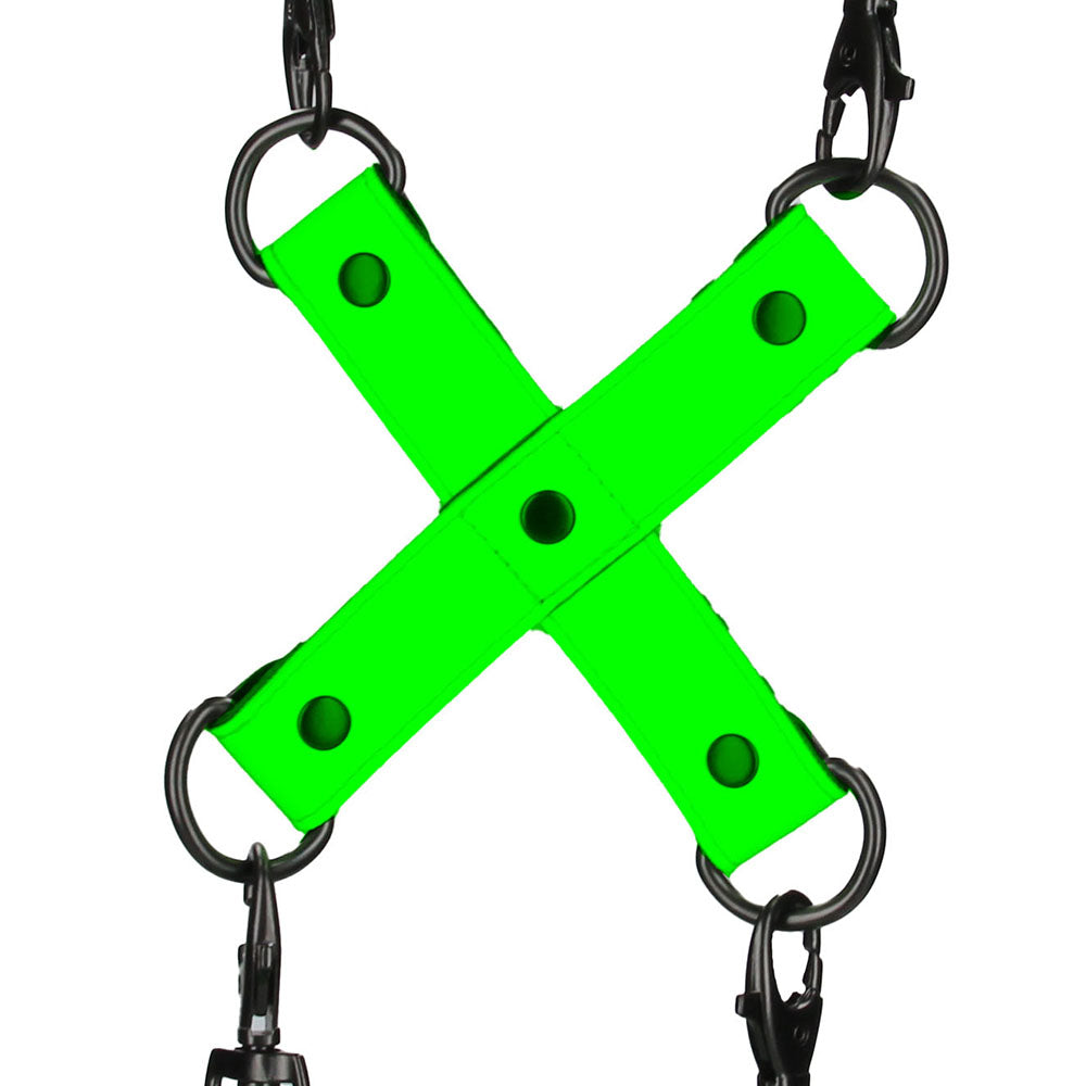 Ouch! Nocturnal Embrace: Glow-in-the-Dark Leather Cuffs & Hogtie Bondage Set