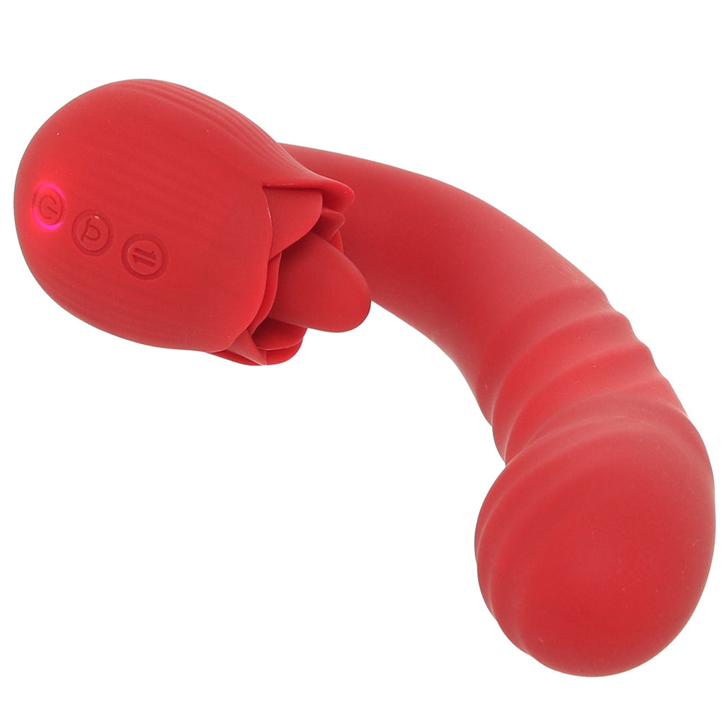 XR Brands Bloomgasm Boom Bloom Thrusting & Licking Rose Vibe - Vibrators - HoneyHugs Canada (View 2)