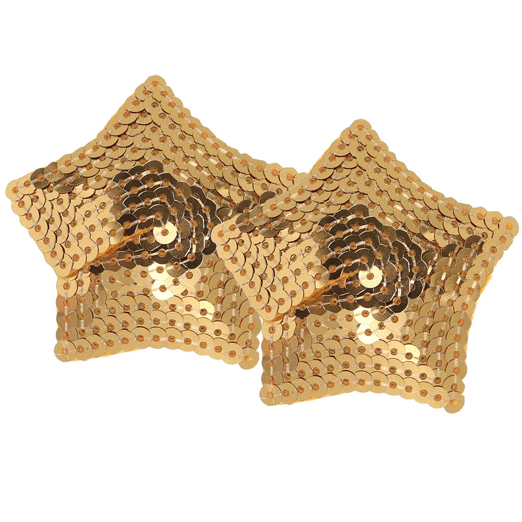 Gilded Star Sequin Nipple Covers - Reusable Adhesive Pasties for Irresistible Glamour