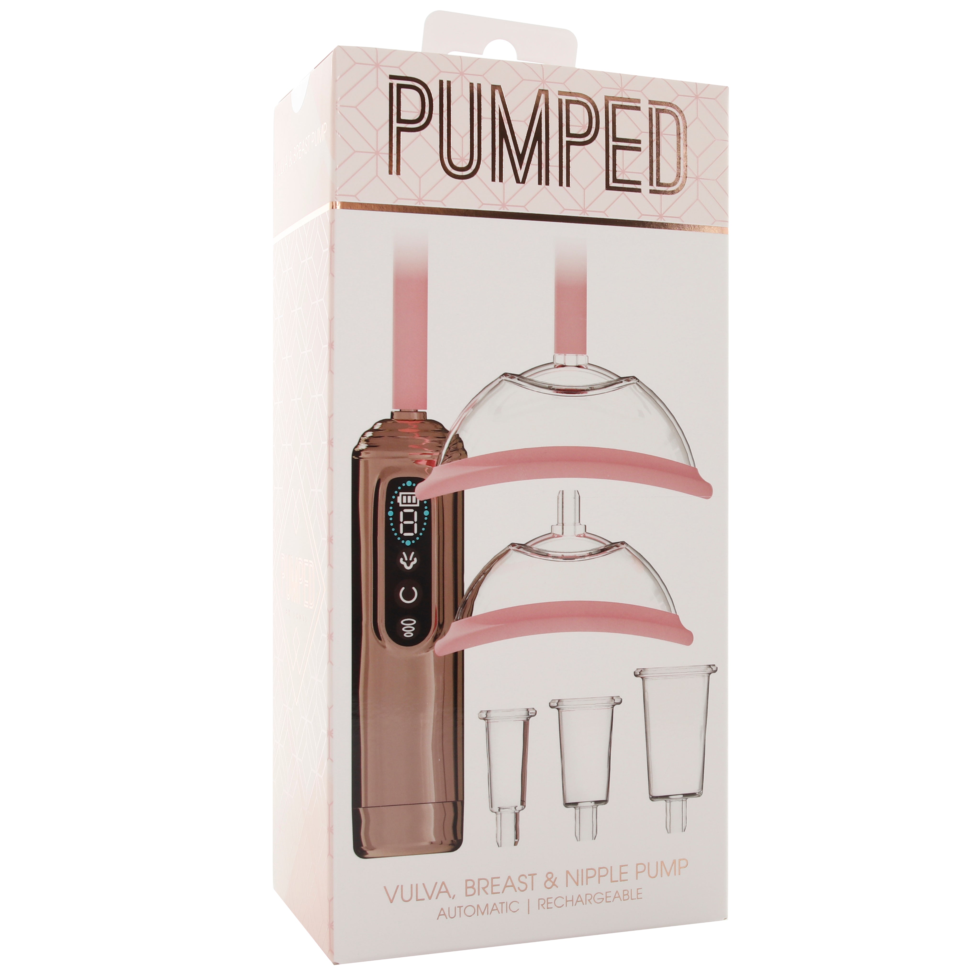 Pumped Vulva, Breast & Nipple Auto Suction Set in Rose