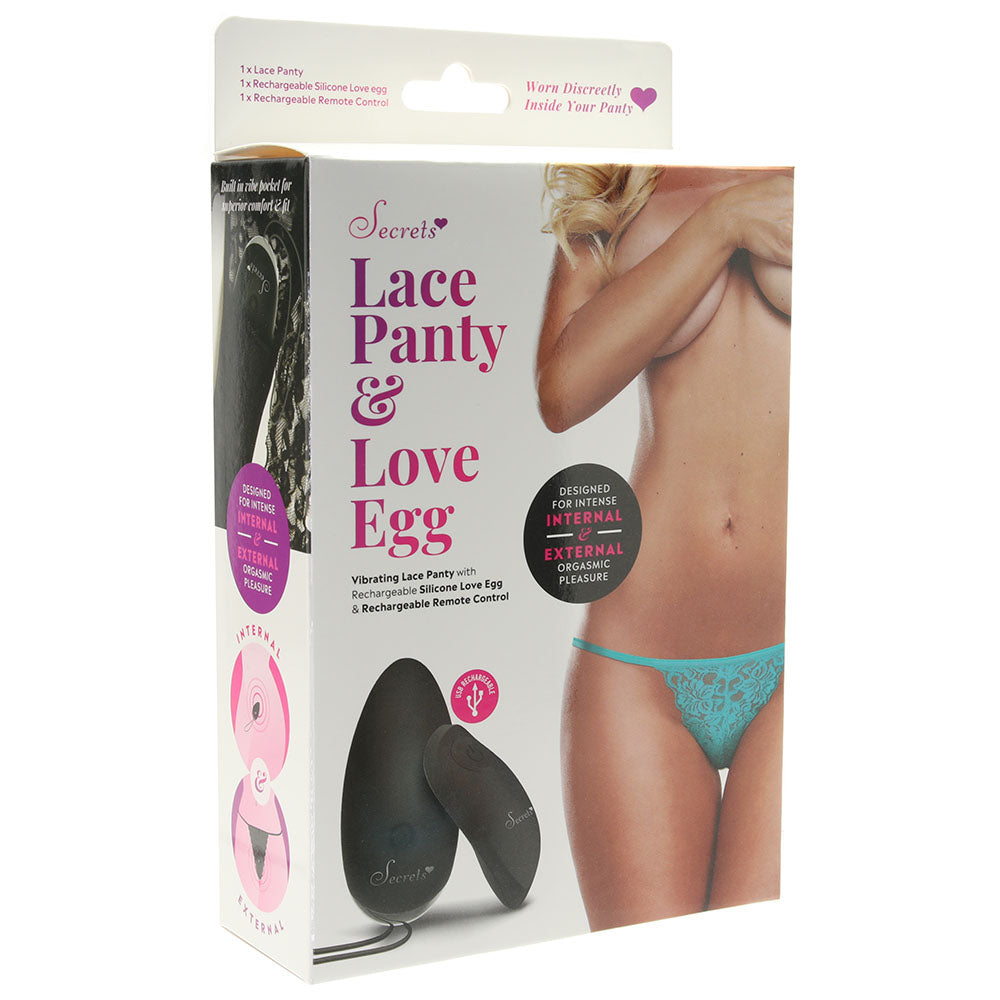 Turquoise Lace Panty & Love Egg