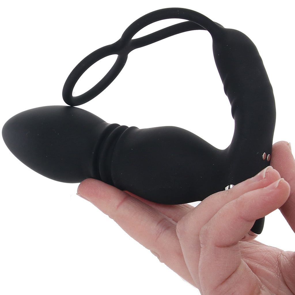 Nasstoys Ass-Sation Thrusting Power Plug with Dual Ring in Black - Vibrators - HoneyHugs Canada (View 4)