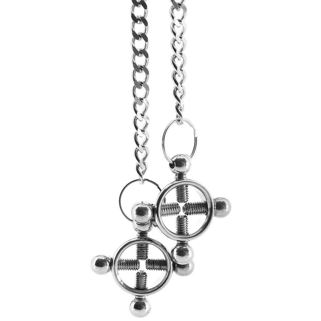 CalExotics Exquisite Nipple Grips 4-Point Press & Chain - Deep Sensations & Temperature Play
