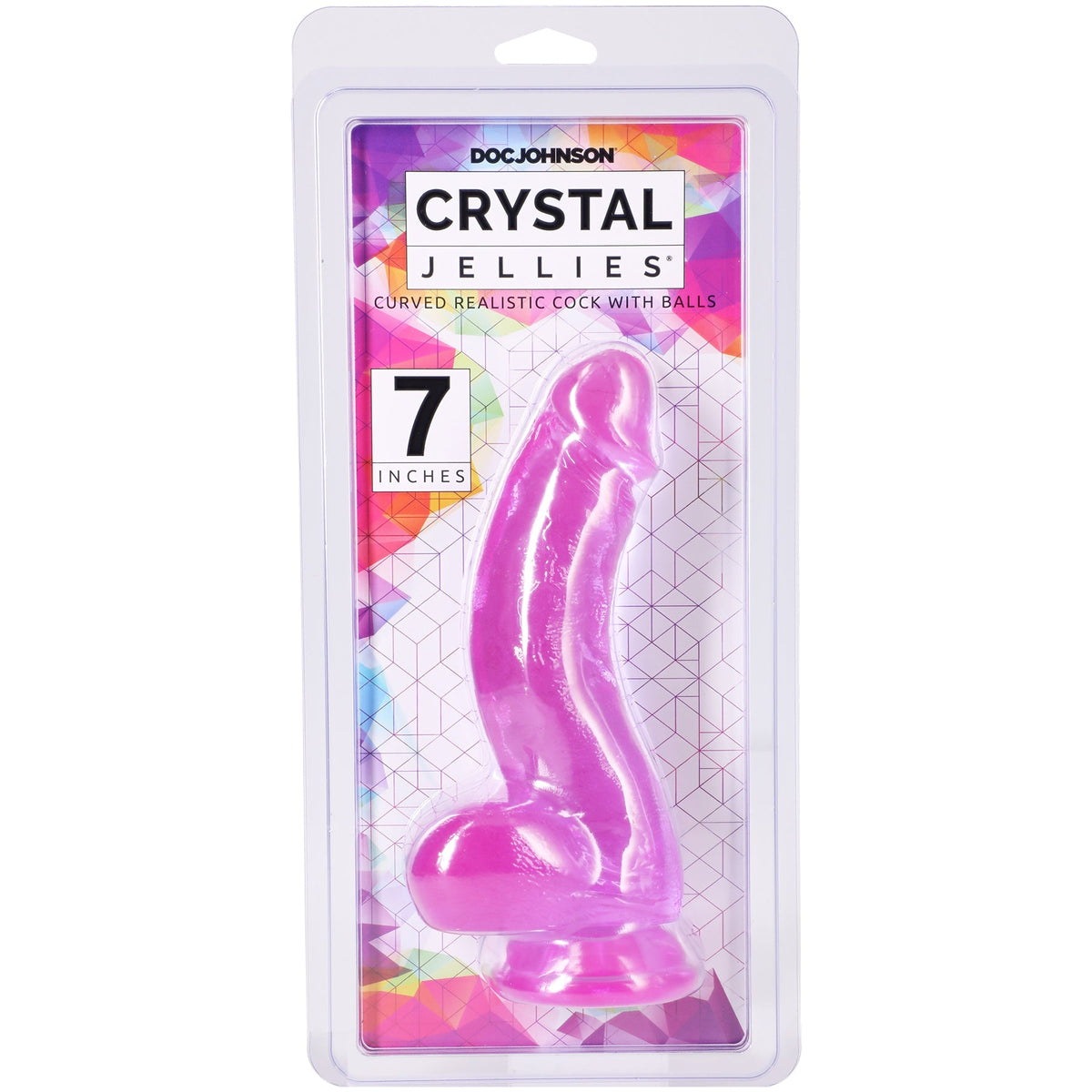 Crystal Jellies 7 Inch Curved Ballsy Dildo in Purple