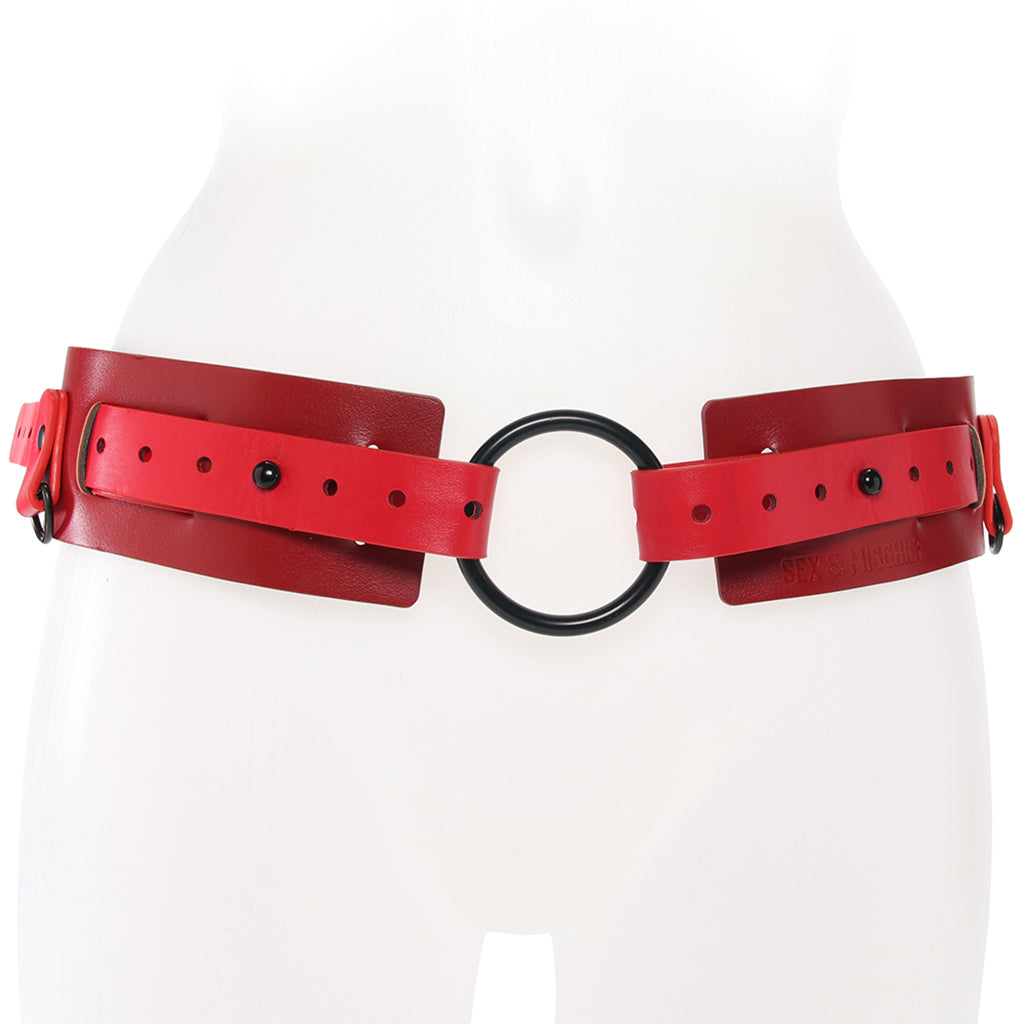 Ex's & Oh's Bound And Belted: Elegant Vegan Leather Waist Restraint for Universal Cuffs