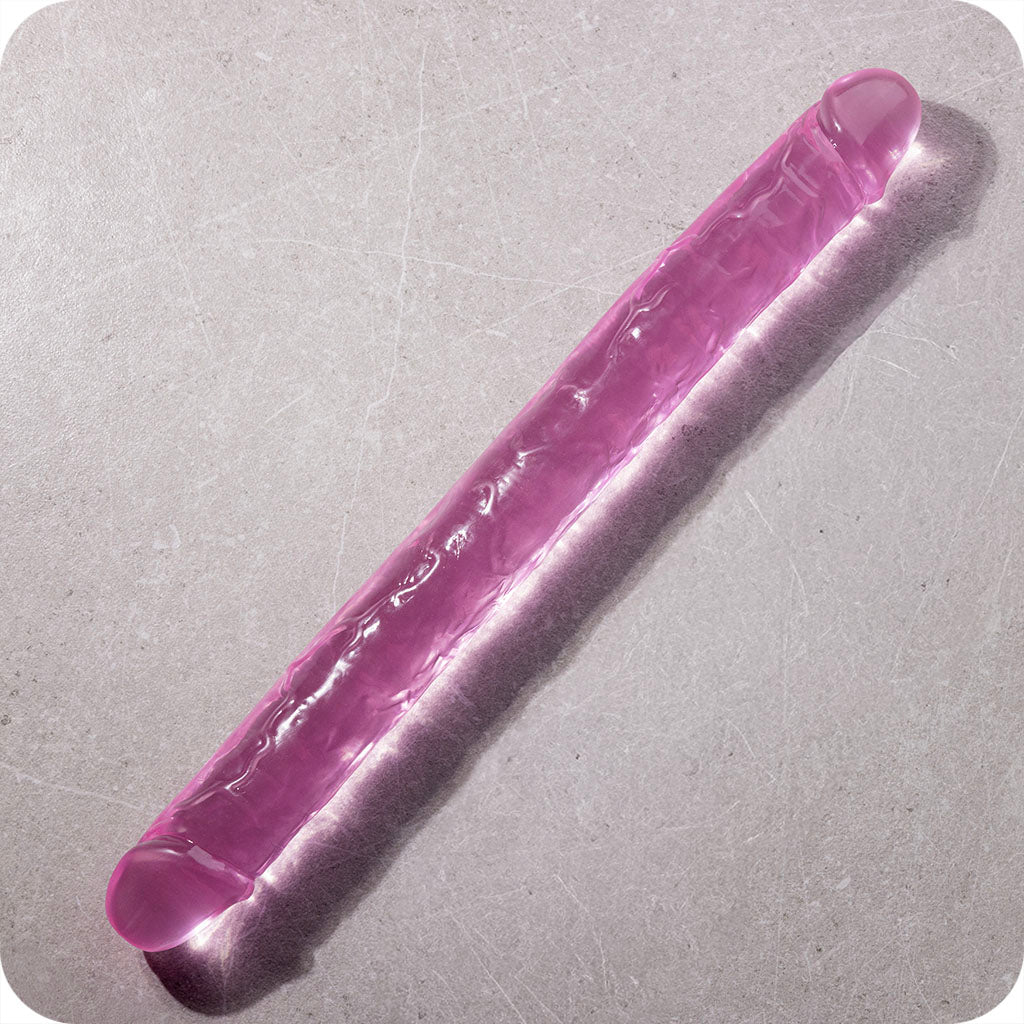 RealRock Crystal Jelly 18 Inch Double Dildo in Pink
