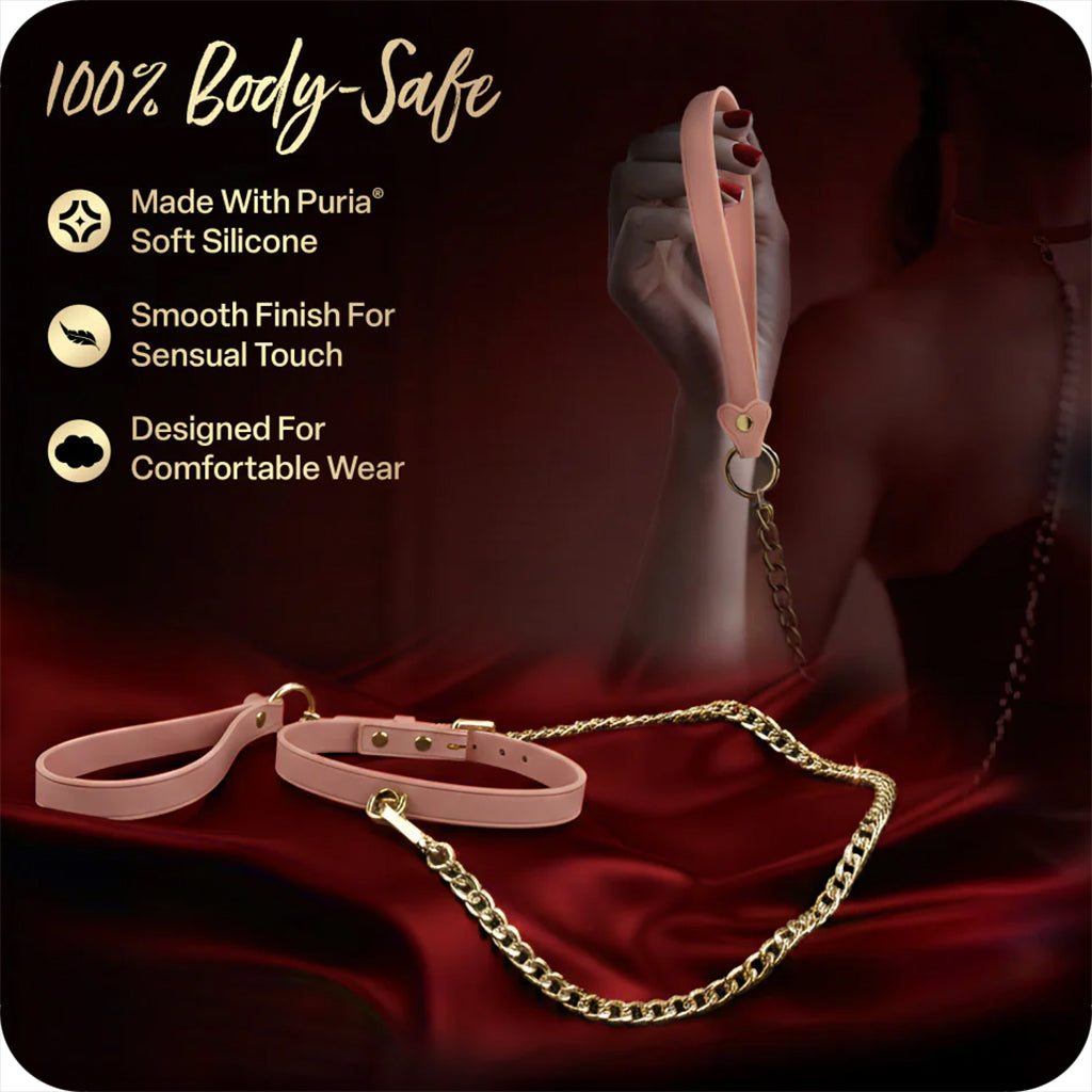 Temptasia Ardor Silicone Collar & Leash in Pink