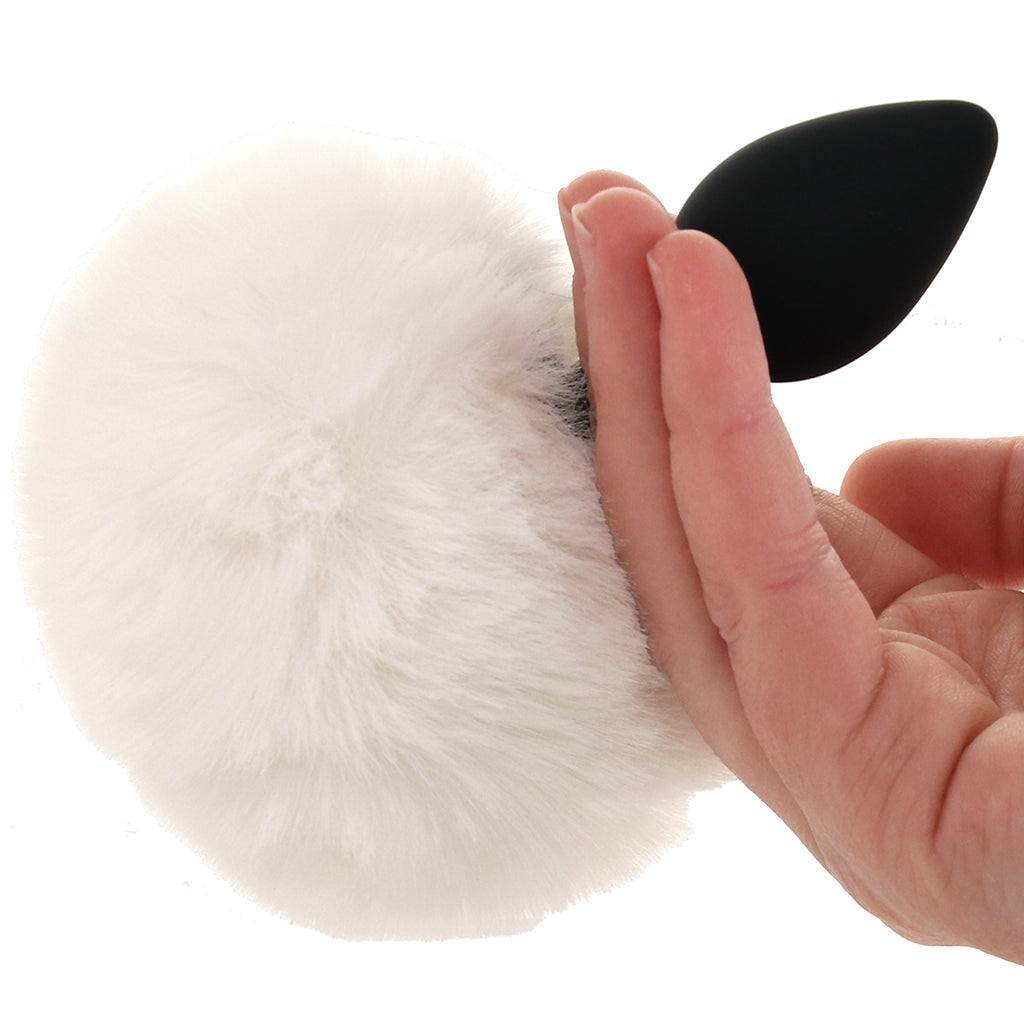 Tailz Fluffy Bunny Tail Silicone Plug in White