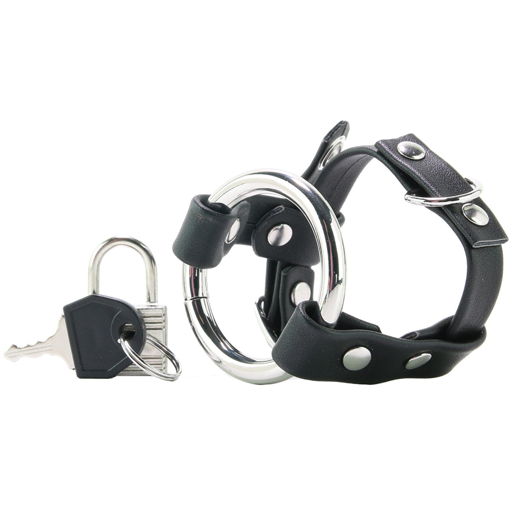 Metal Cock Ring with Locking Ball Strap