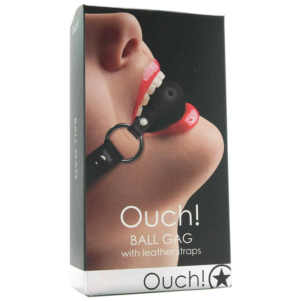 Ouch! Black Ball Gag: Exquisite Faux Leather Oral Restraint for Intense Play