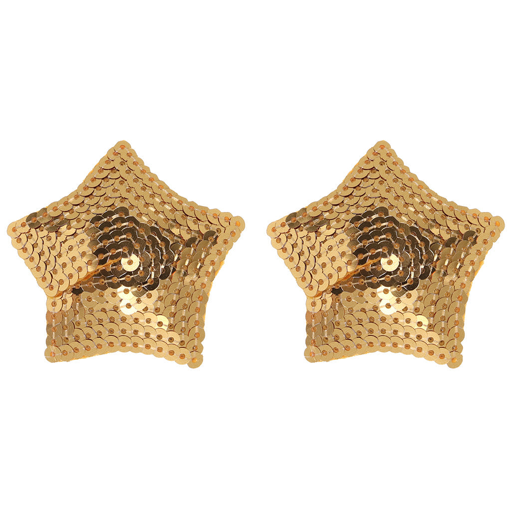 Gilded Star Sequin Nipple Covers - Reusable Adhesive Pasties for Irresistible Glamour