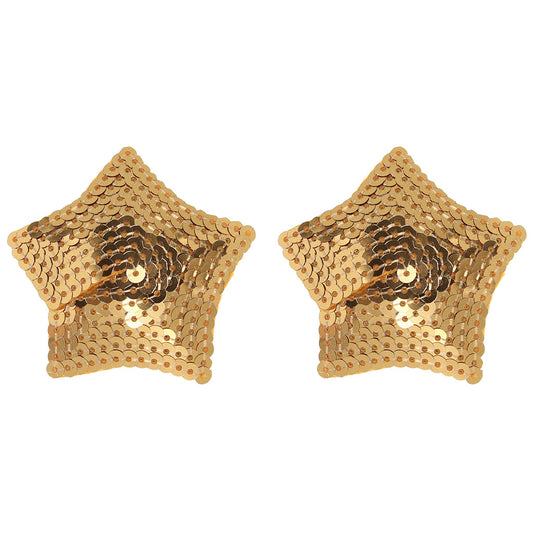 Gilded Star Sequin Nipple Covers - Reusable Adhesive Pasties for Irresistible Glamour