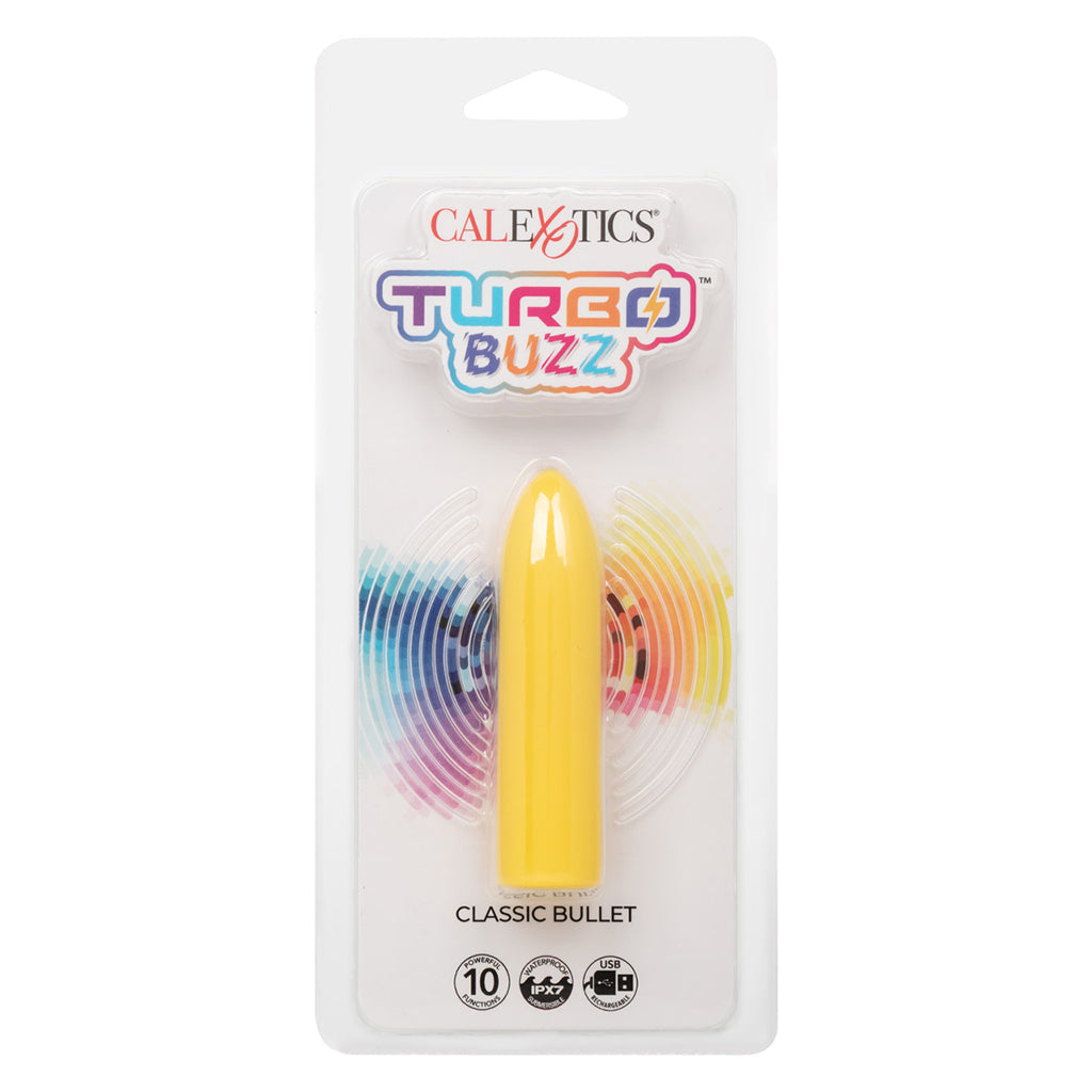 CalExotics Turbo Buzz Classic Bullet Vibe - Yellow | Discreet Luxury, 10 Modes, Waterproof