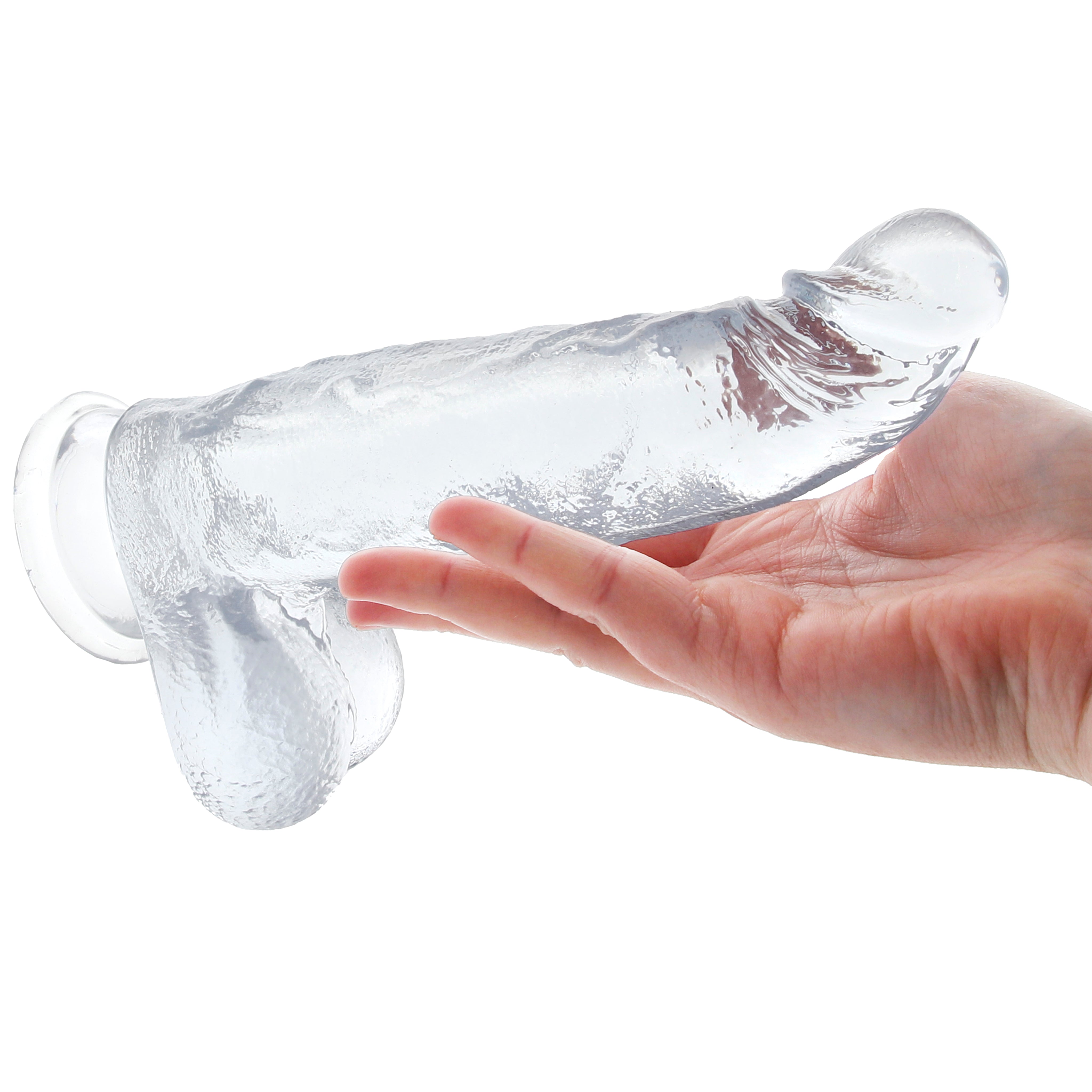 Crystal Jellies 8-Inch Curved Ballsy Dildo | Realistic TPE for Targeted G-Spot & Prostate Pleasure
