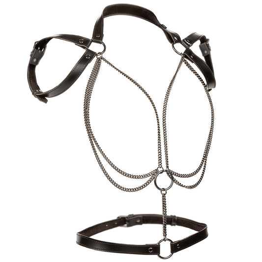 Euphoria XL Multi-Chain Halter Harness: Luxurious Velvet-Lined Bondage Accessory