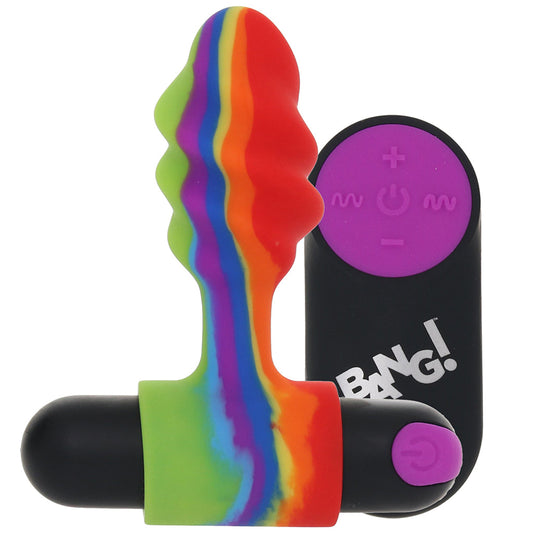 Bang! Bang! Vibrating Rainbow Butt Plug with Remote - Vibrators - HoneyHugs Canada