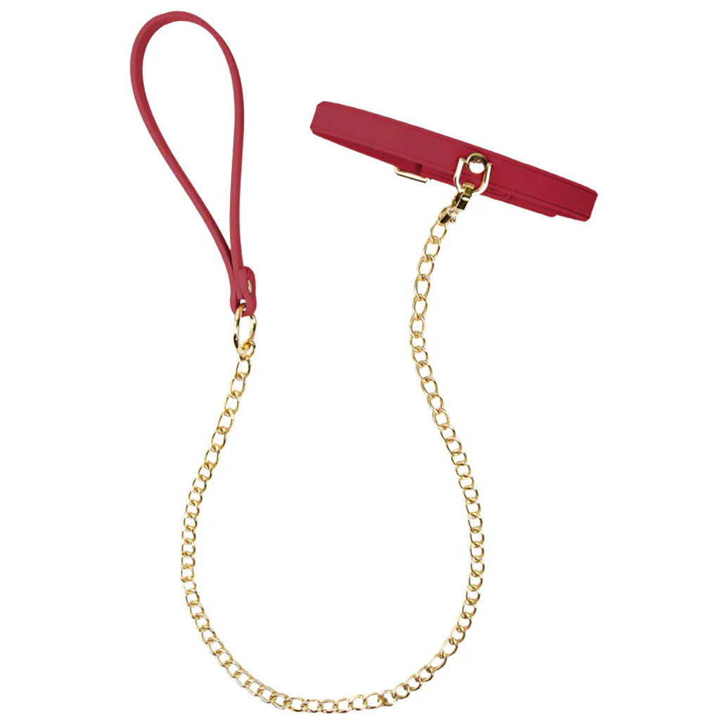 Temptasia Andor Silicone Collar & Leash in Red