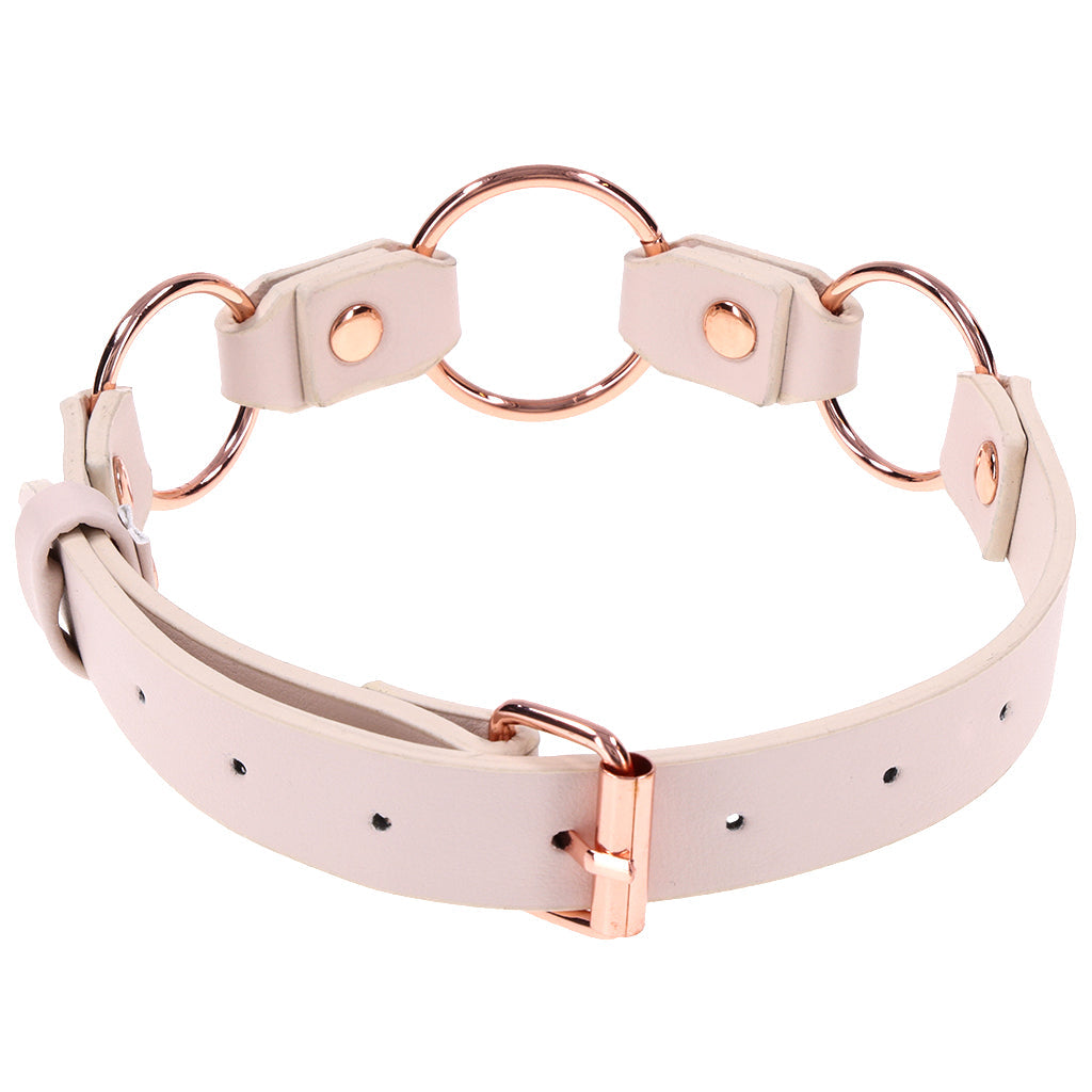 Sex & Mischief Peaches 'n CreaMe Day Collar | Rose Gold Rings, Faux Leather Fetish Fashion
