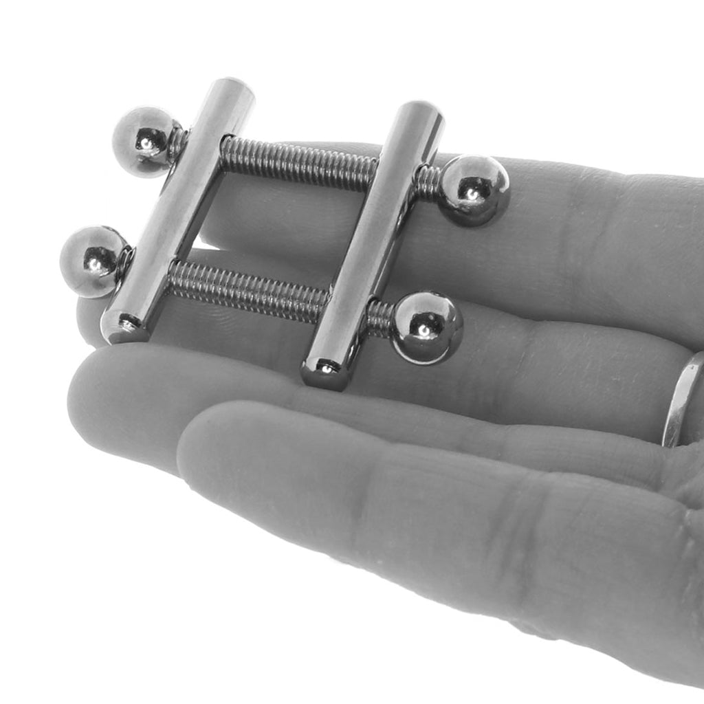 CalExotics Nipple Grips Crossbar Vices: Seductive Silver Nipple Clamps for Tailored Temperature Play