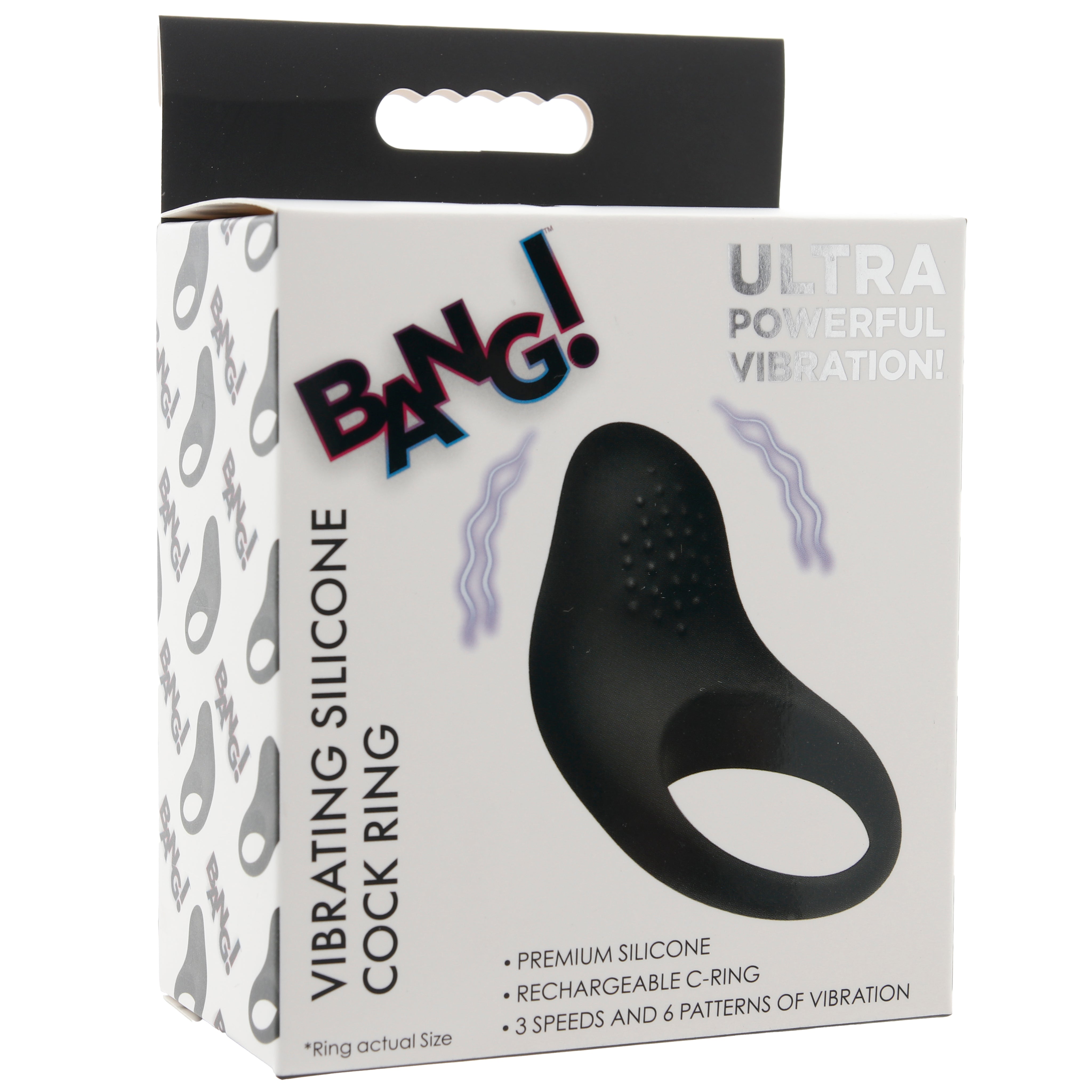 Bang! Vibrating Silicone Cock Ring in Black