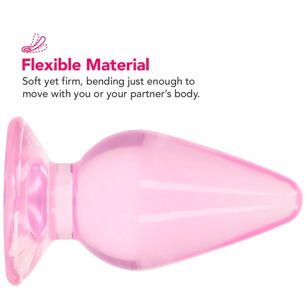 RealRock Crystal Clear Jelly 3.5 Inch Butt Plug in Pink