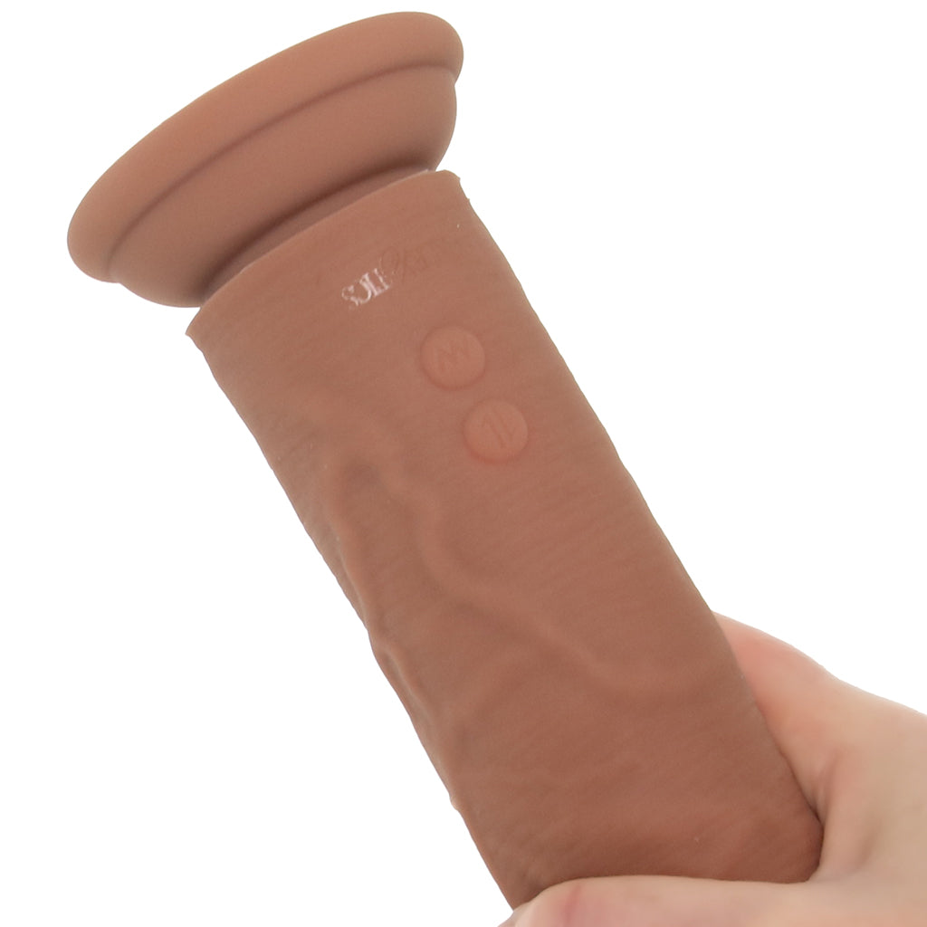 Silicone Studs Vibrating & Thrusting Dildo in Brown
