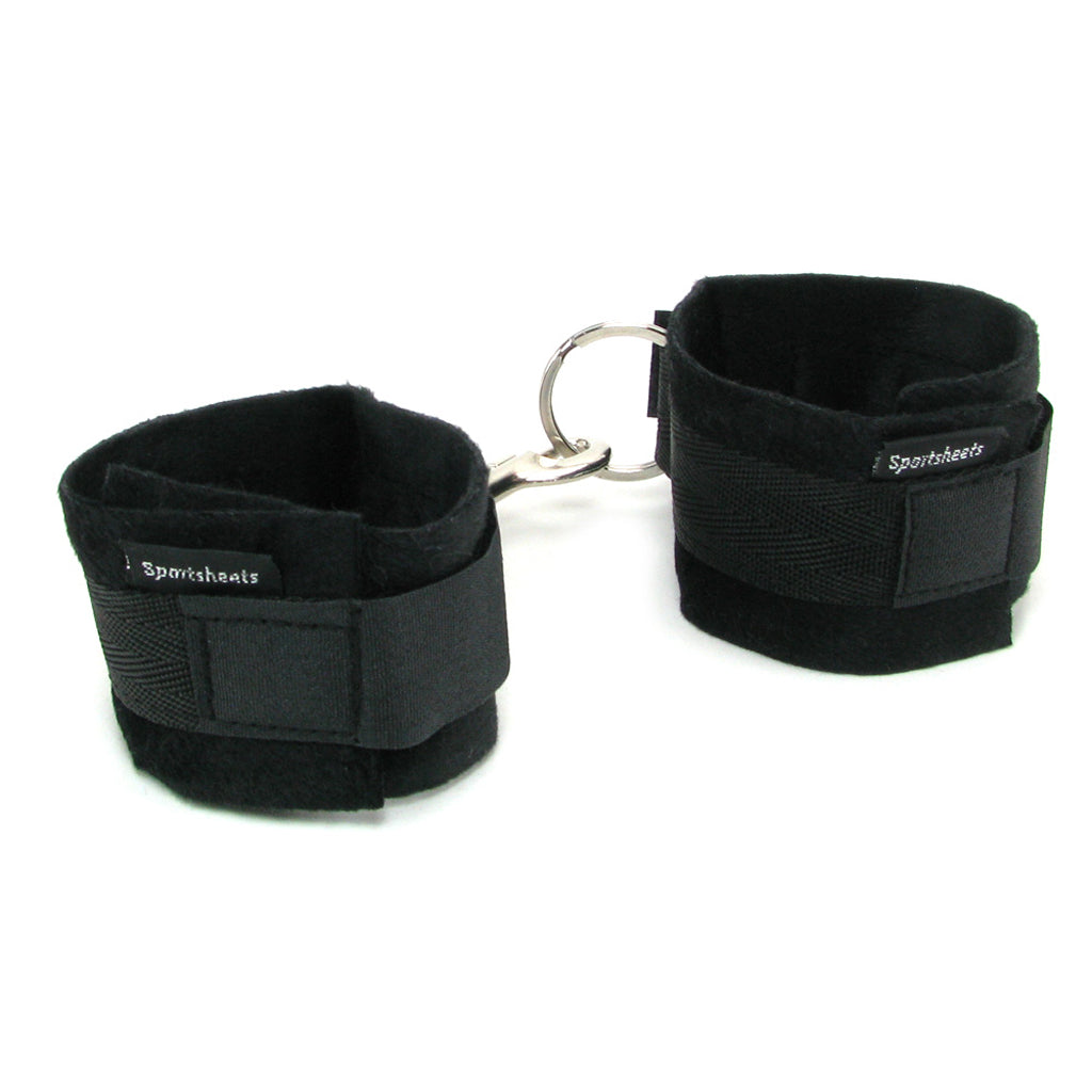 Sleek & Sensual: Sportsheets Soft Cuffs Black - Plush Velvet Wrist Restraints
