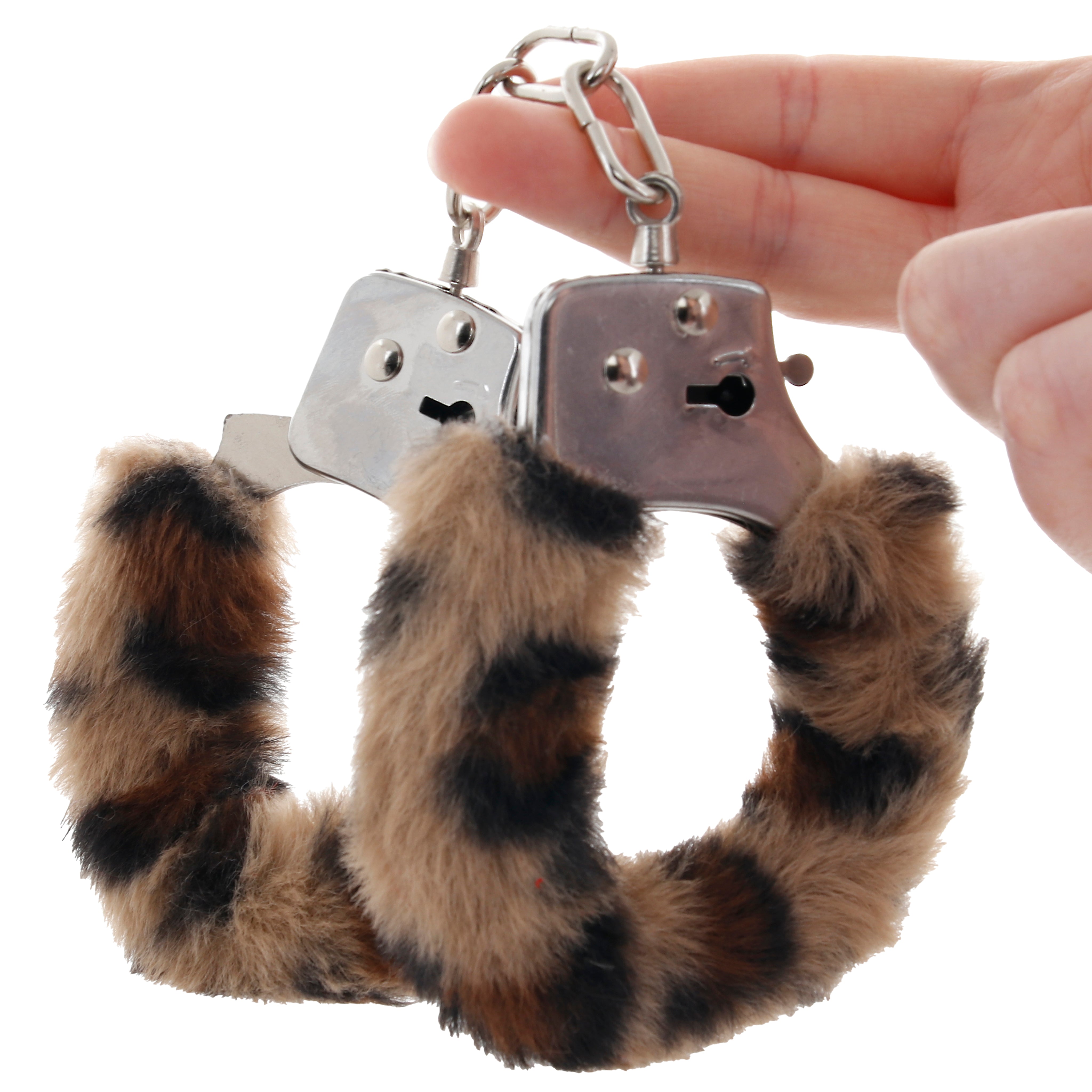 Furry Hand Cuffs in Leopard