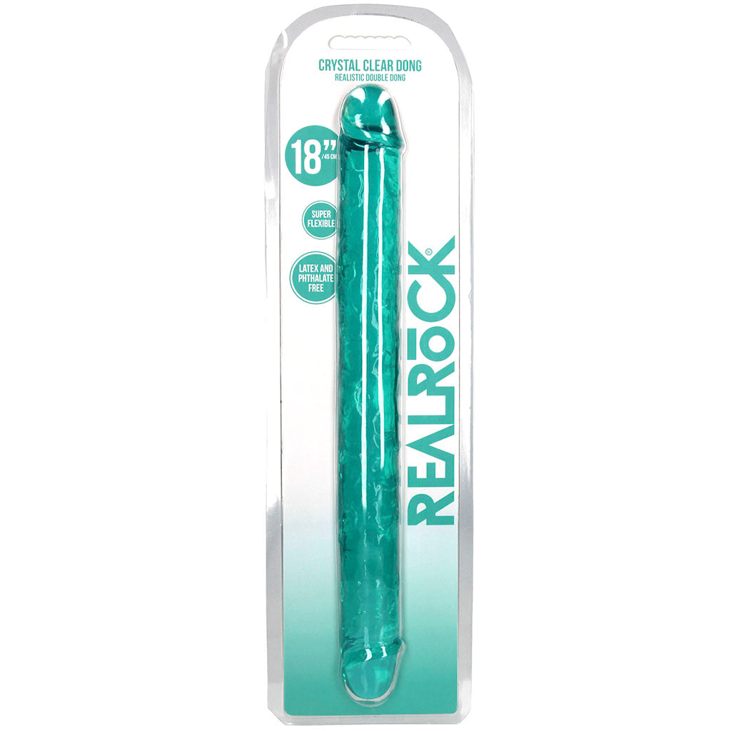 RealRock Crystal Jelly 18 Inch Double Dildo in Turquoise