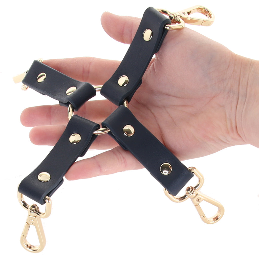 Bondage Couture Blue Hogtie: Exquisite Vegan Leather Restraint for Elevated Kink