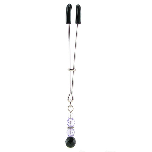 Spartacus | Opulent Adjustable Clit & Nipple Clamp with Purple & Black Beads