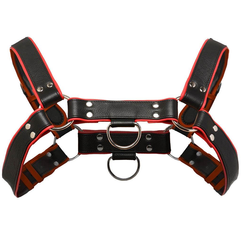 Strict Leather English Bulldog Harness: Master Your Style - Premium Red & Black Bondage