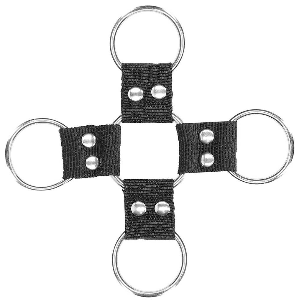 Sleek Control: Black & White Velcro Hogtie & Cuff Restraint Set