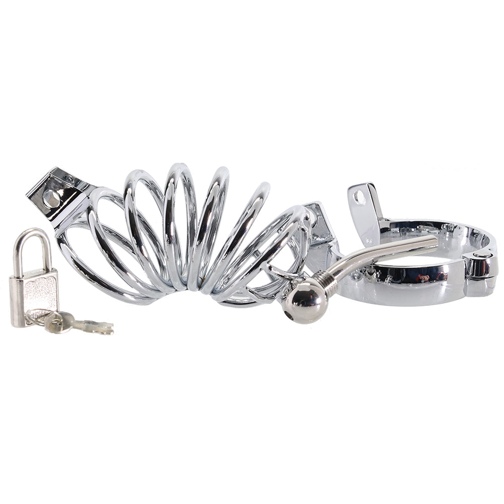 Blue Line Urethral Play Cage: Exquisite Stainless Steel Chastity for Unyielding Control