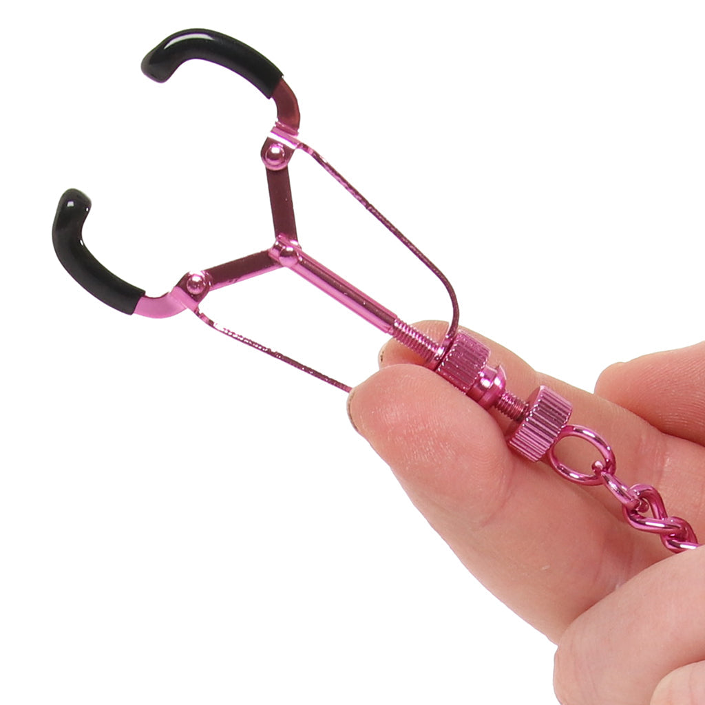 Ouch! Helix Pink Nipple Clamps: Adjustable Steel & Rubber Teasers for Exquisite Sensation