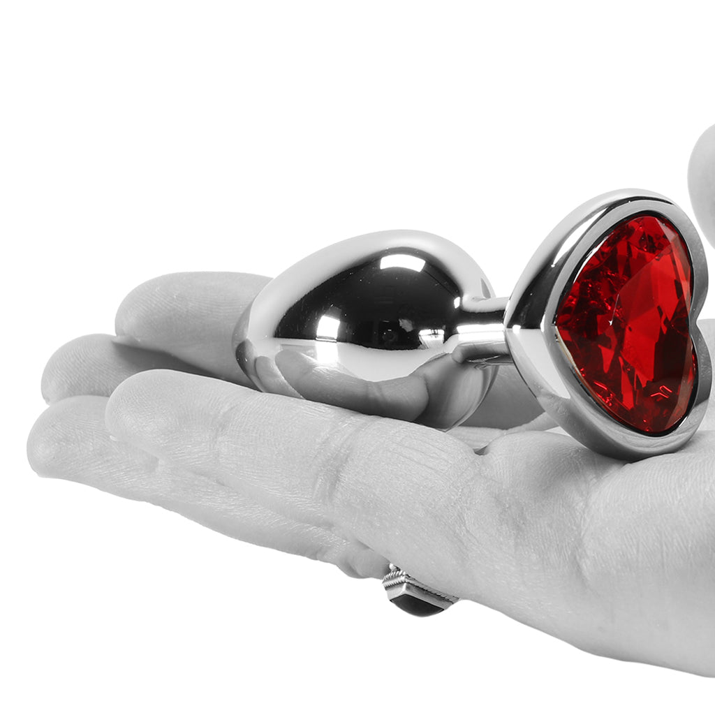 Sparkling Desire: Booty Sparks Small Red Heart Gem Aluminum Anal Plug