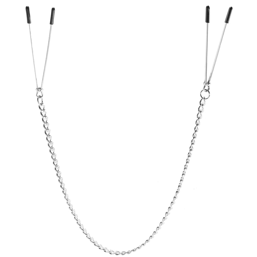 Lux Fetish Captivating Adjustable Nipple Tweezer Clips with Chain