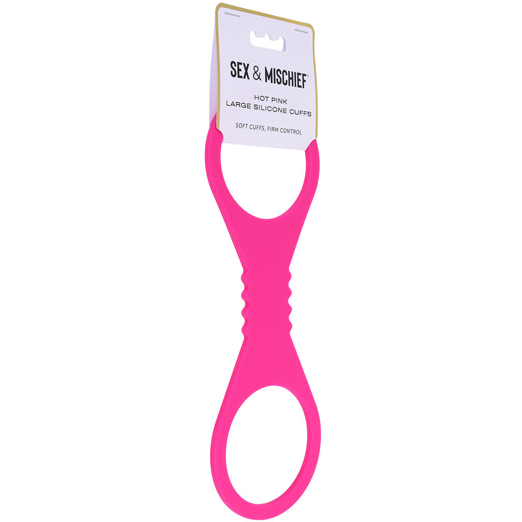 Sex & Mischief Hot Pink Silicone Cuffs in Large