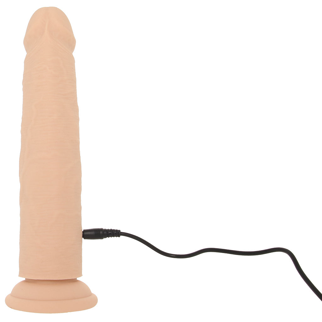 Silicone Studs Vibrating & Thrusting Dildo in Light