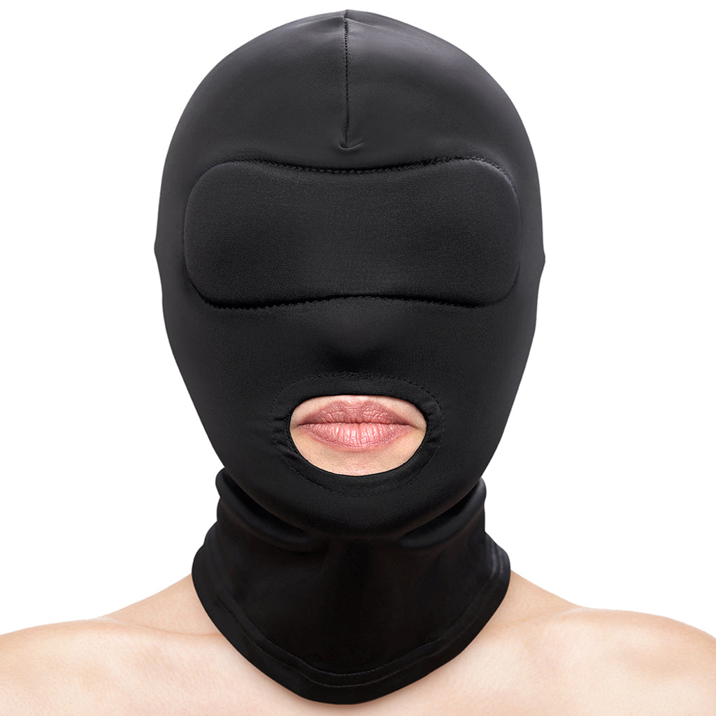 Elite Sensory Play: Silky Nylon Mouth Hood with Integrated Blindfold