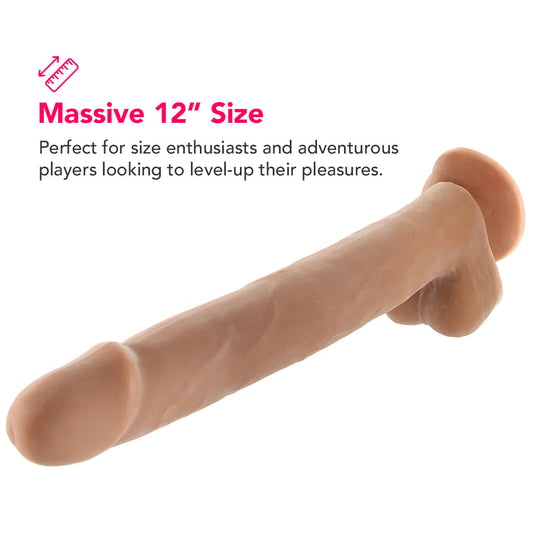 Size Queen 12 Inch Dildo in Brown