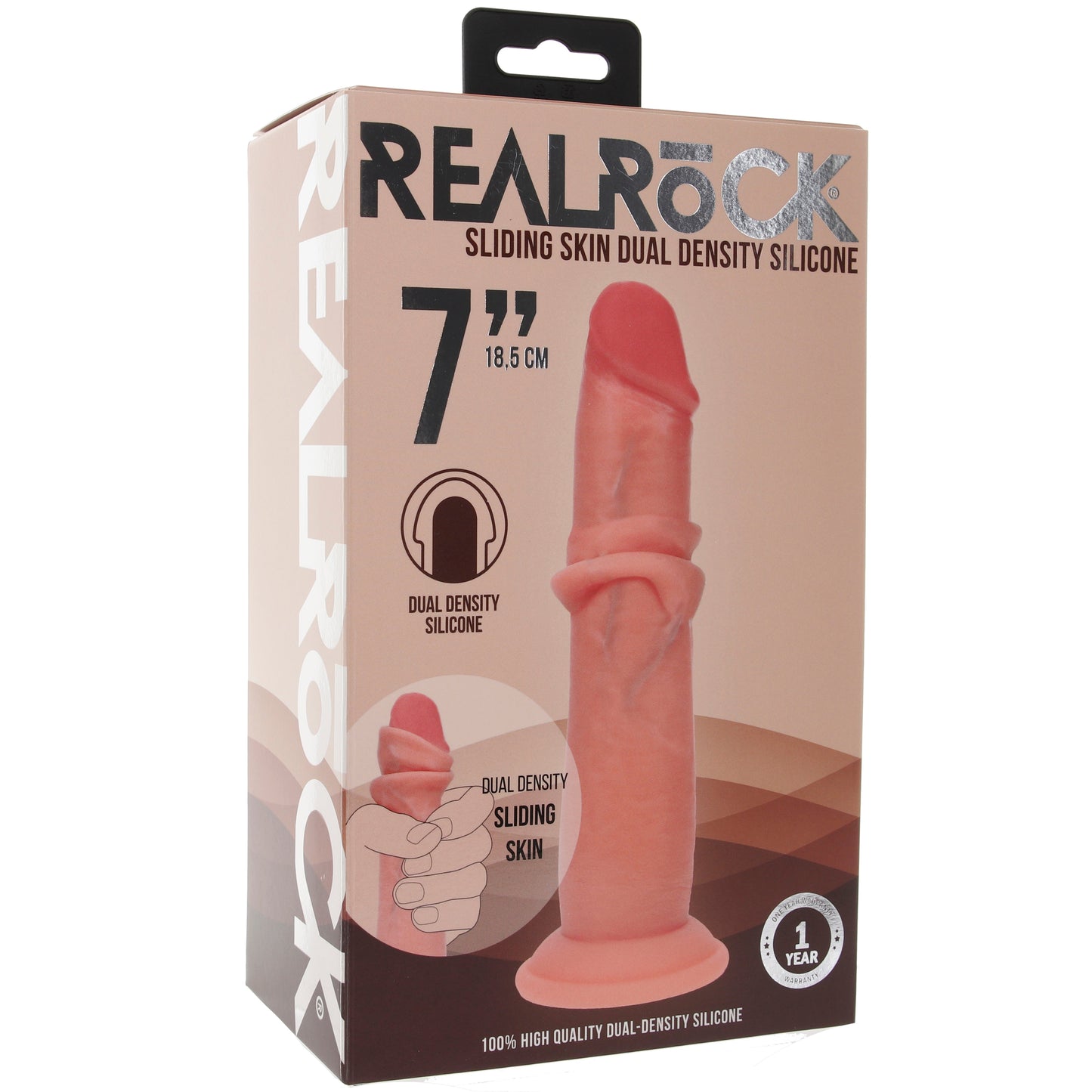 RealRock 7 Inch Dual Density Sliding Skin Dildo in Light