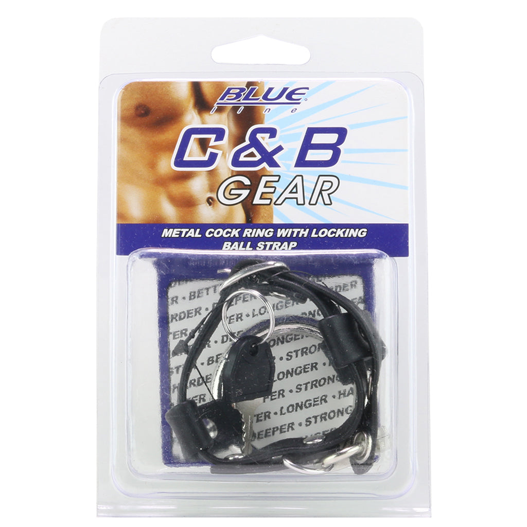 Metal Cock Ring with Locking Ball Strap