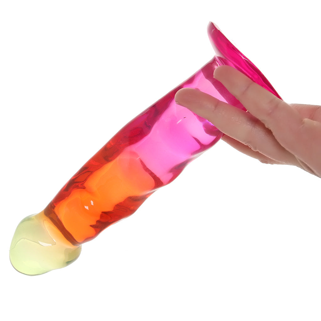 Crystal Jellies 7.5 Inch Ripple Classic Dildo in Rainbow
