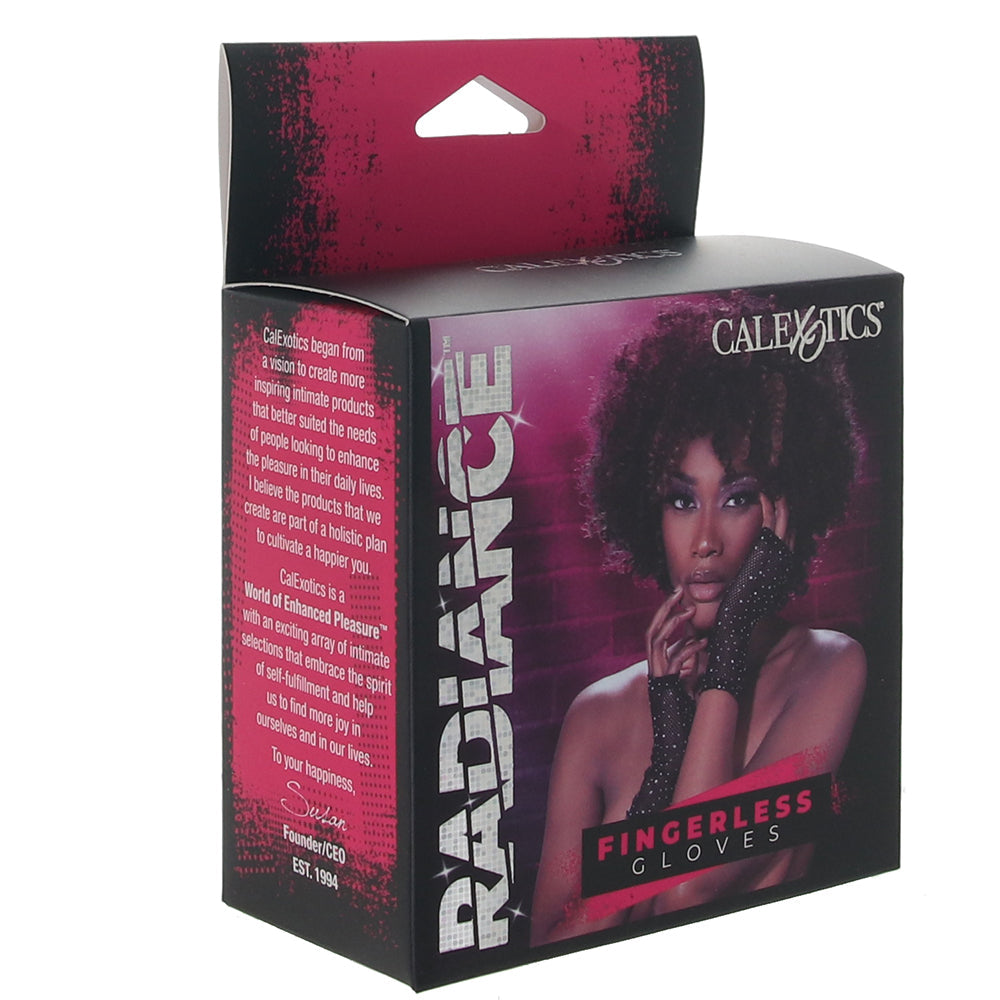 Radiance Noir Allure: Sparkling Fingerless Net Gloves with Rhinestones