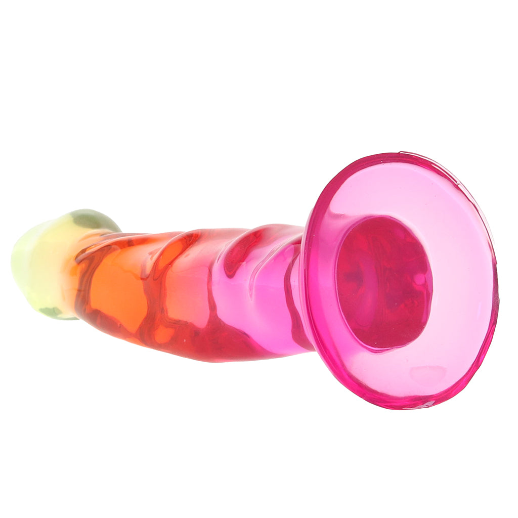 Crystal Jellies 7.5 Inch Ripple Classic Dildo in Rainbow
