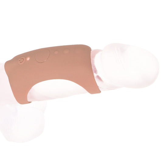 JOCK Jock Vibrating Silicone Penis Sleeve in Tan - Vibrators - HoneyHugs Canada (View 2)