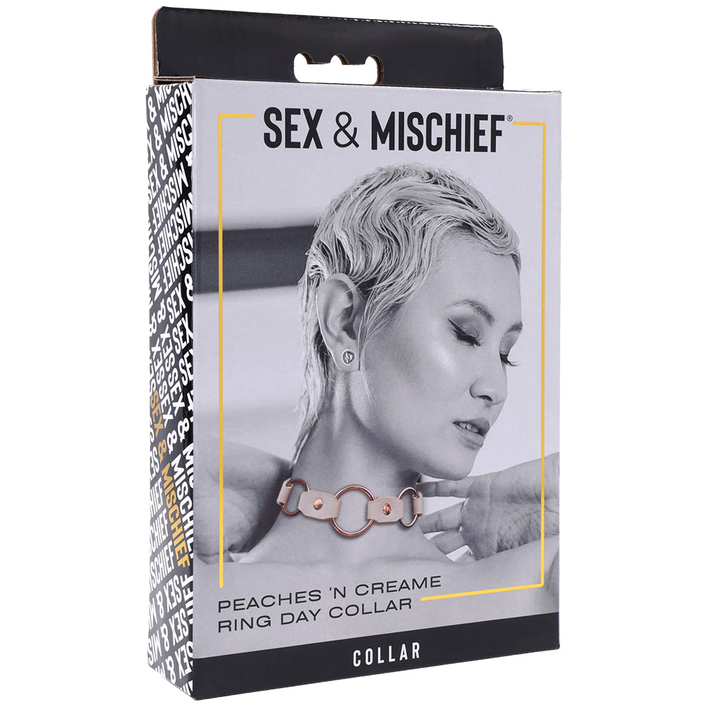 Sex & Mischief Peaches 'n CreaMe Day Collar | Rose Gold Rings, Faux Leather Fetish Fashion