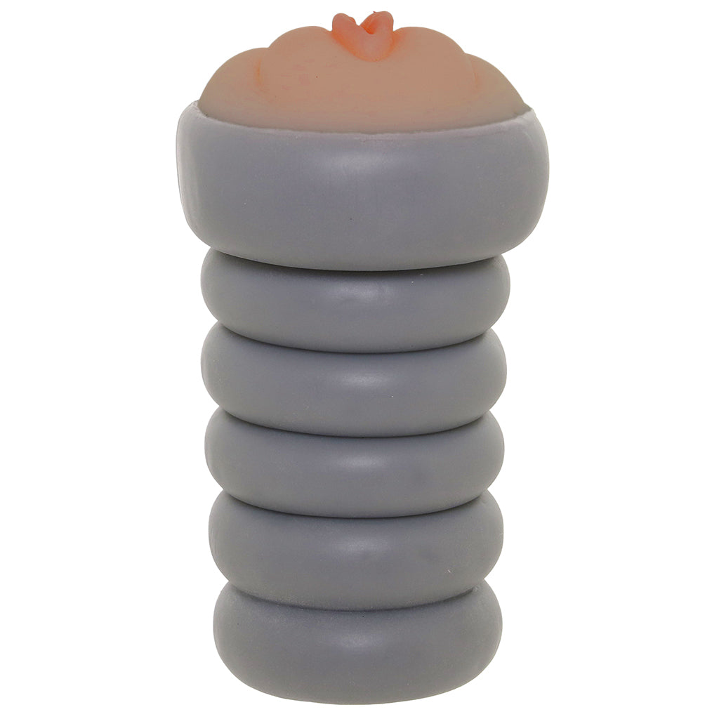 Ribbed Gripper Tight Pussy Stroker in Brown