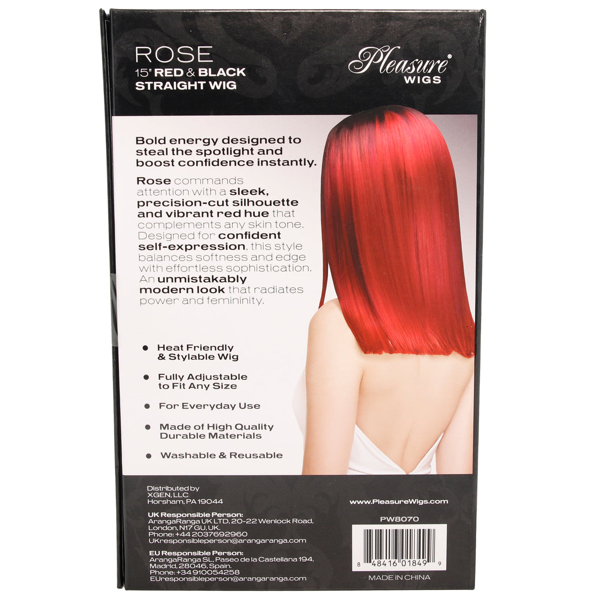 Rose Straight Wig in Red & Black